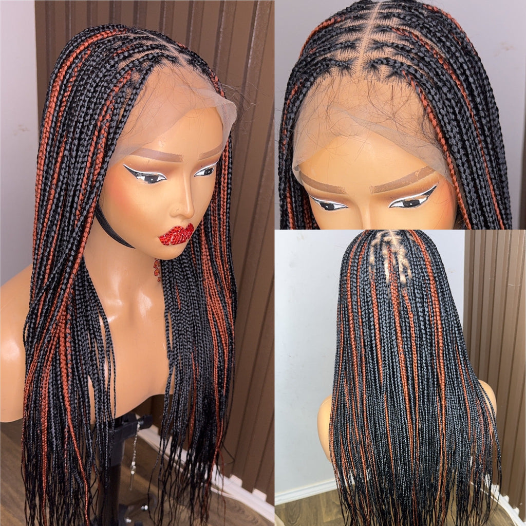 22inches black and brown knotless braids