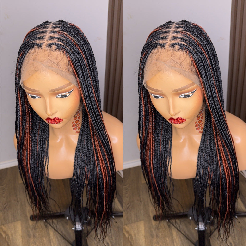 22inches black and brown knotless braids