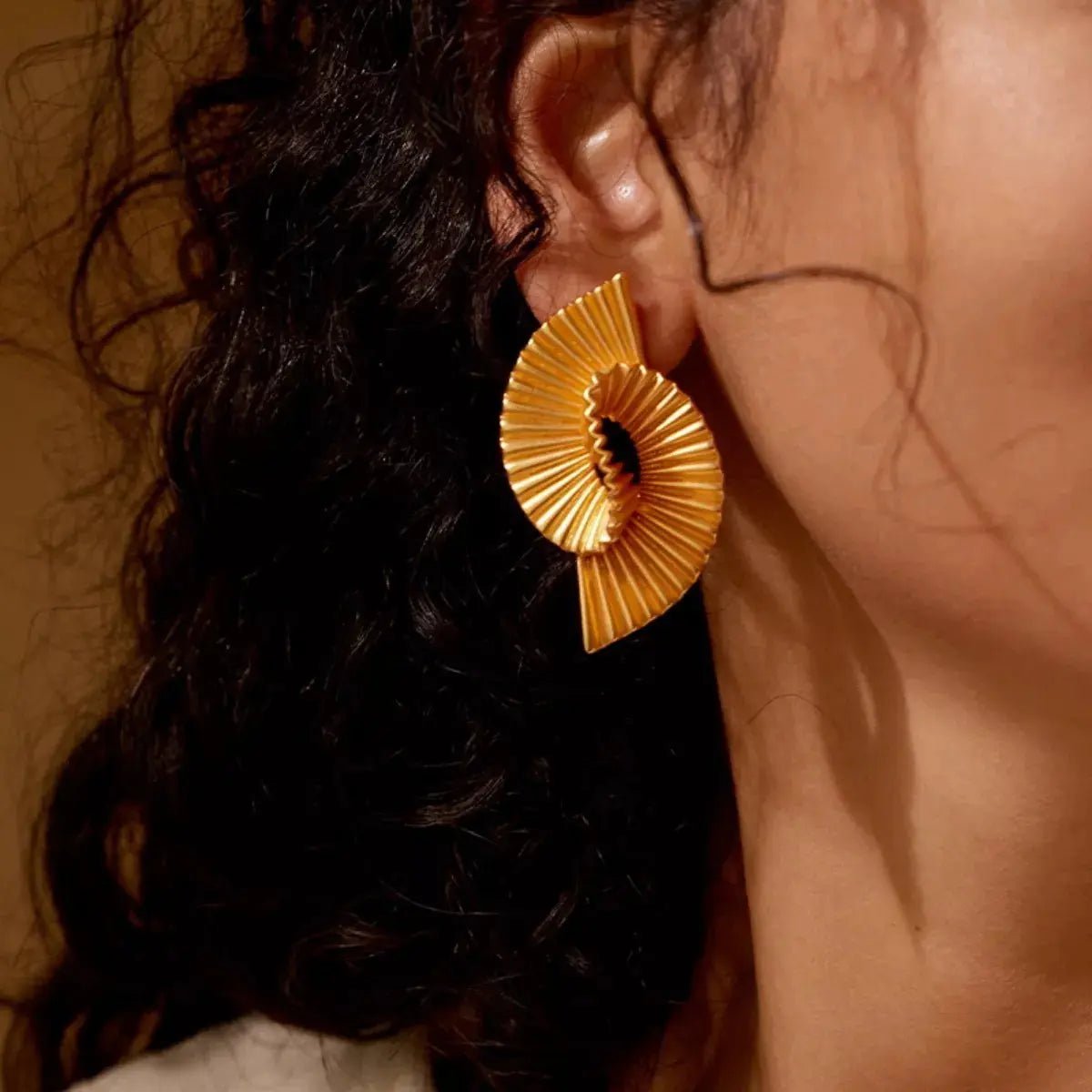 18K Gold - Plated Copper Geometric Spiral Earrings - Pretty Melanin Boutique
