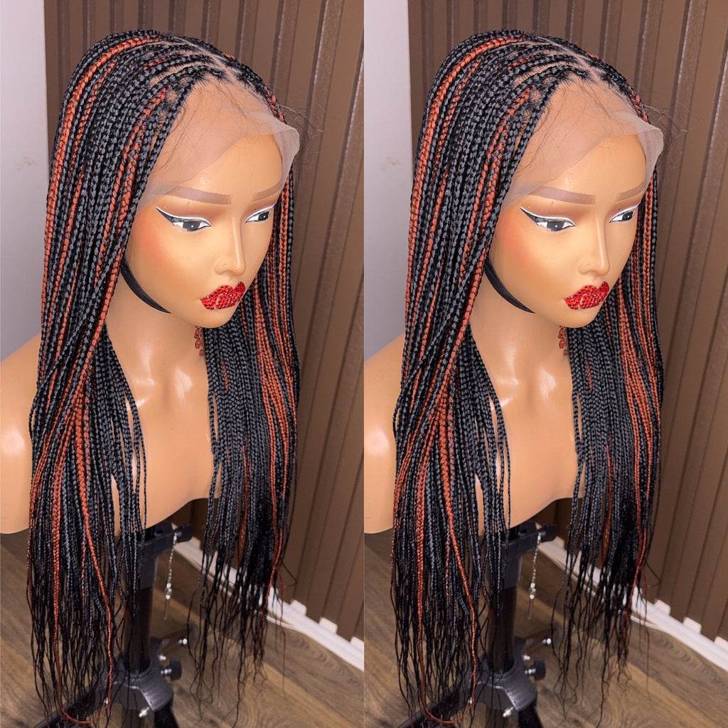 22inches black and brown knotless braids