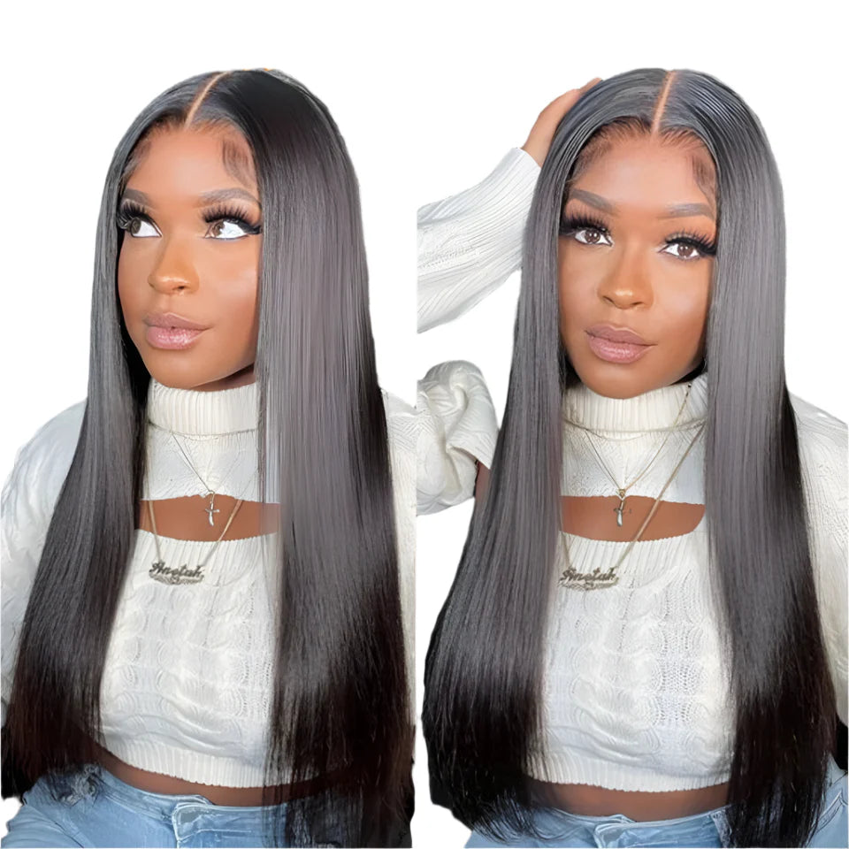180D Straight Lace Front Wig Human Hair | Pre-Plucked 13x4 Brazilian Remy Frontal Wig (Light Brown Lace)