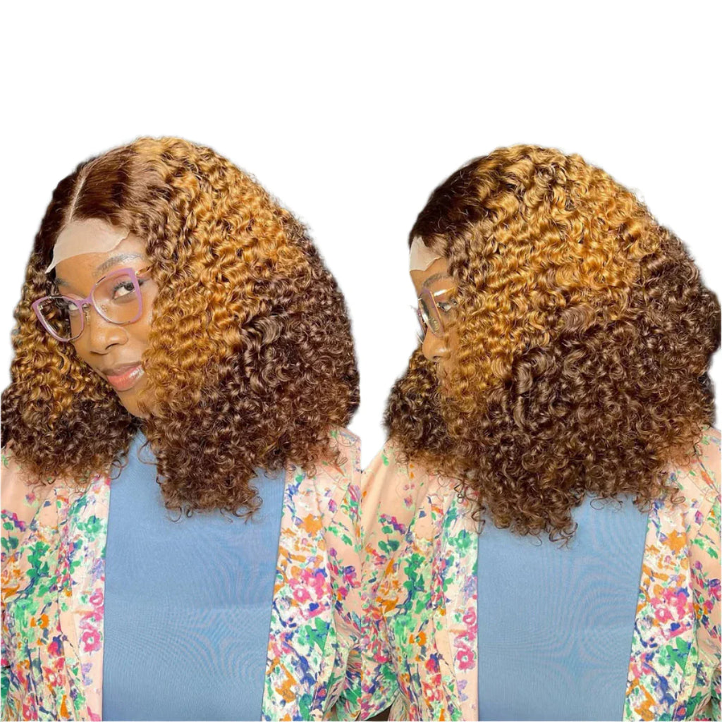 450% Density Ombre Honey Blonde Jerry Curly HD Lace Frontal Wig | Pre-Plucked Human Hair